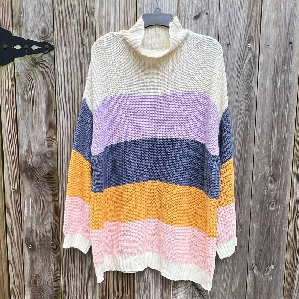 American Eagle Striped Cowl Turtleneck Sweater Women’s L/XL